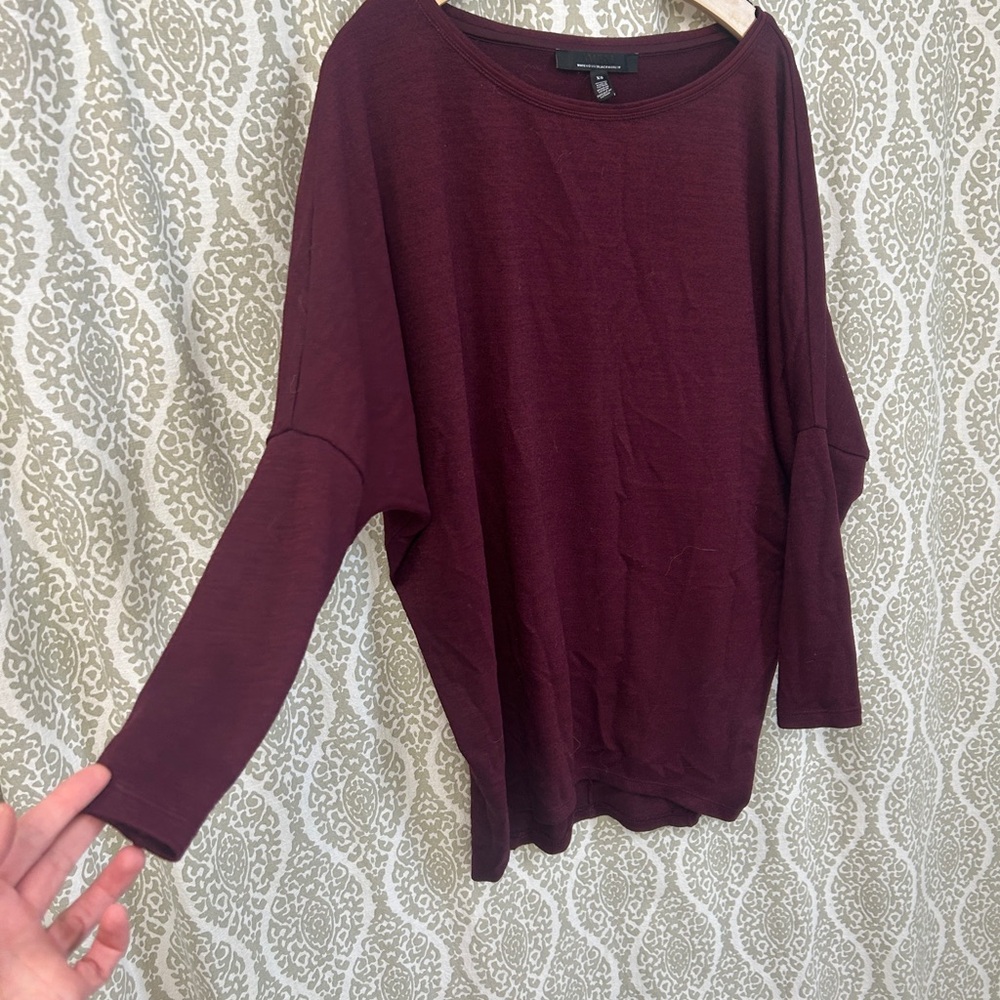 White House Black Market Deep Burgundy Long Sleeve Top